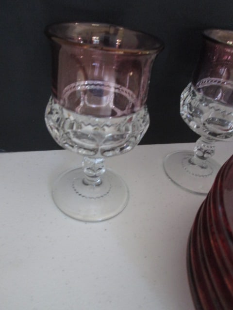 Amethyst Flash King Crown Goblets and Salad Plates - 3