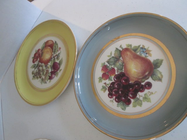 Limoges Saucers, Hyalyn Fruit Plates and Royal Albert 1st Edition "Happy Birthday" Plate - 4
