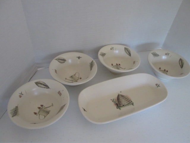 Pfaltzgraff "Naturewood" Stoneware Bowls and Tray (1 of 4)