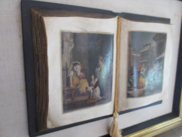 Midcentury Sungott Art Studios 3-Dimensional "Open Book with European Scenes" Framed Wall Art - 2