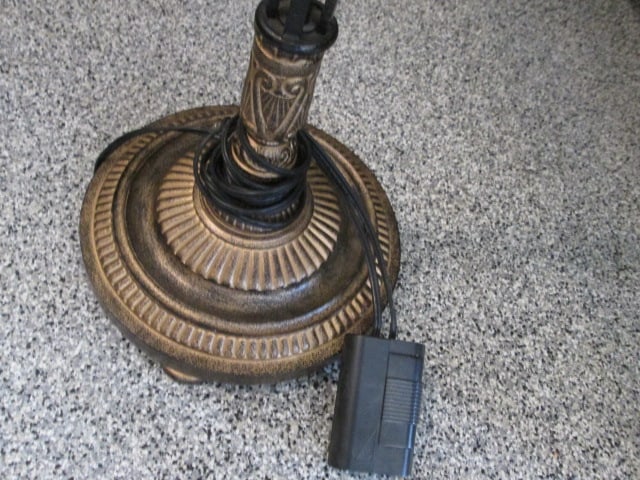 Black Wrought Iron Torchiere Floor Lamp with Antiqued Gold Ram Head Accents and - 3