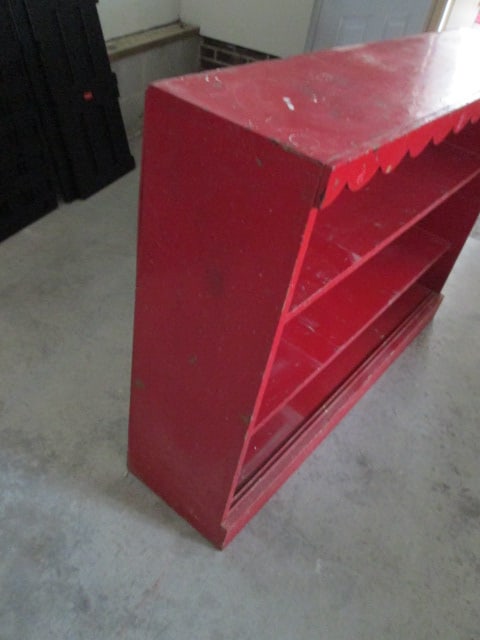 Painted Red Solid Wood Bookcase - 2