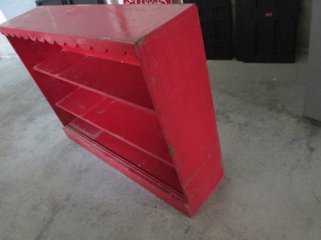 Painted Red Solid Wood Bookcase - 4