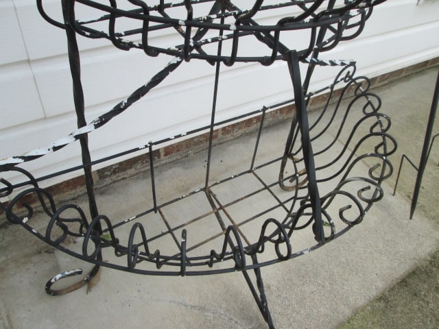 Wrought Wire Painted Black 3 Tier Demilune Planter Stand - 3