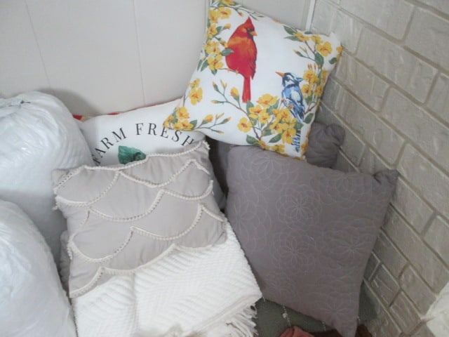 Grouping of Nice Throws, Accent Pillows, Custom Roman Shades, Wood Covered Cornice - 2
