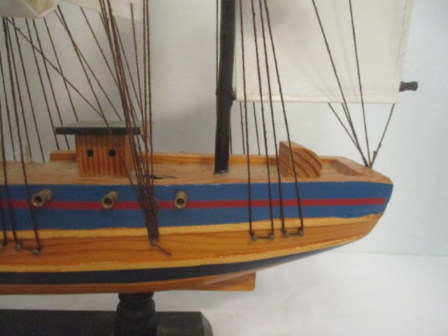 Vintage "HMS Endeavour" Wooden Model British Ship - 3