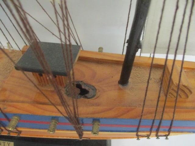 Vintage "HMS Endeavour" Wooden Model British Ship - 5