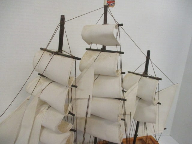 Vintage "HMS Endeavour" Wooden Model British Ship - 6