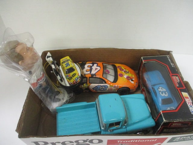 Grouping of Vintage "NASCAR #43" Racing Die Cast Model Cars, Mark Martin: Bobble Head, and #36 Christmas Ornament