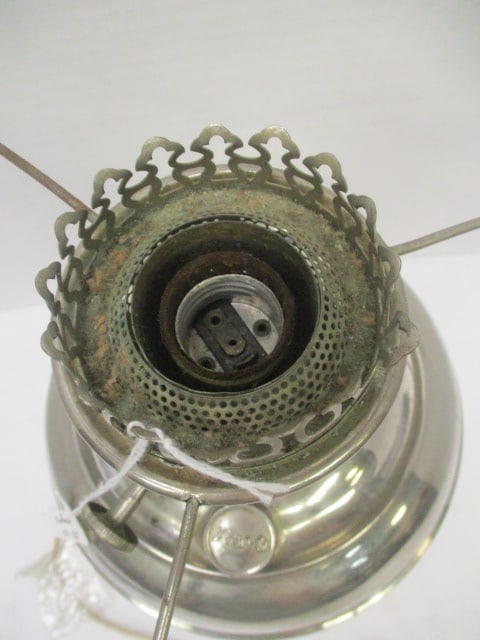 Vintage Rayo Nickel Plated Electricfied Oil Lamp - 4