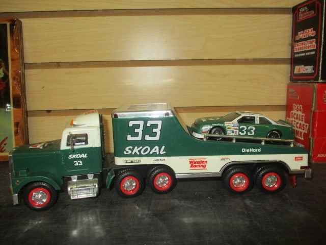 Racing Champions "Skoal #33 Harry Gant" Model Toy Truck and Racecar - Signed: by Harry Gant, 12 1/2"