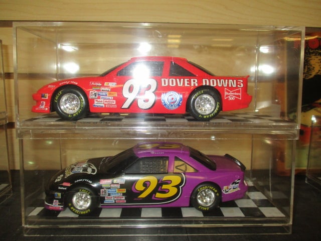 2 Racing Champions "Dover Downs #93" Die Cast Model Cars in Plastic: Display Cases, 1/24 Scale