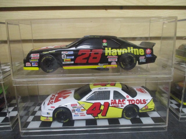 Racing Champions "Ernie Irvan #28" and "Ernie Irvan #41" Die Cast Model Cars: in Plastic Display Cases, 1/24 Scale