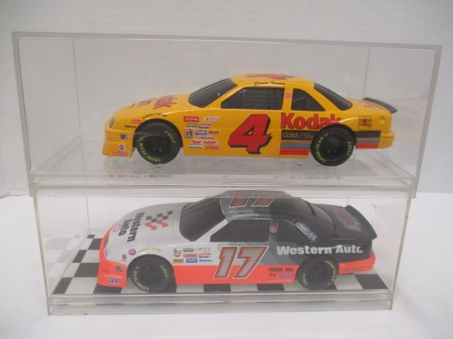 Racing Champions "Ernie Irvan #3" and "Darrel Waltrip #17" Die Cast Model: Cars in Plastic Display Cases - 1/24 Scale