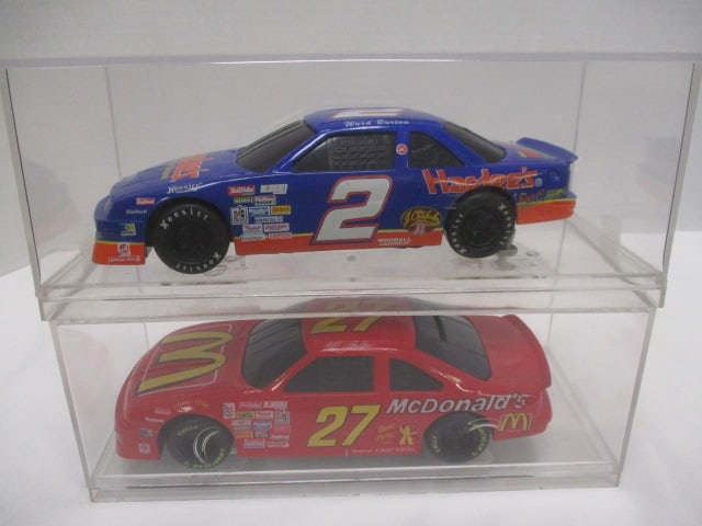 Racing Champions "Ward Burton #2" and "Hut Stricklin #27" Die Cast Model: Cars in Plastic Display Cases - 1/24 Scale