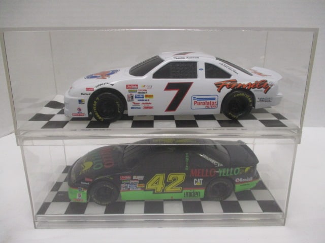 Racing Champions "Tommy Kendall #7" and "Kyle Petty #42" Die Cast Model: Cars in Plastic Display Cases - 1/24 Scale
