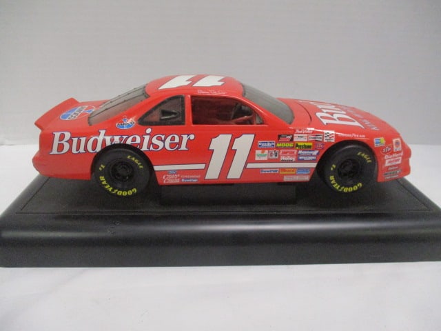Vintage "Bill Elliott #11 Budweiser" Die Cast Model Race Car on Display Stand: 13 1/4"
