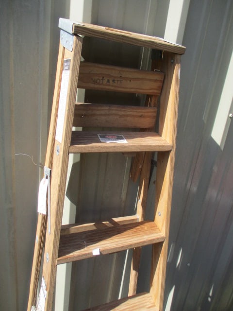 6' Wood Ladder, 2' Louisville Ladder, & Collapsible Dolly - 3