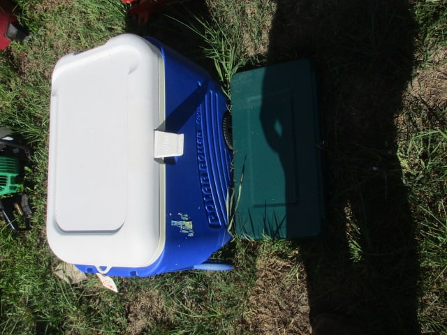 Lot of Camping Items: Including Campers Delight Cmp Stove, Cooler, Sport Cat Heater, Propane lantern, & 3 propane bottles