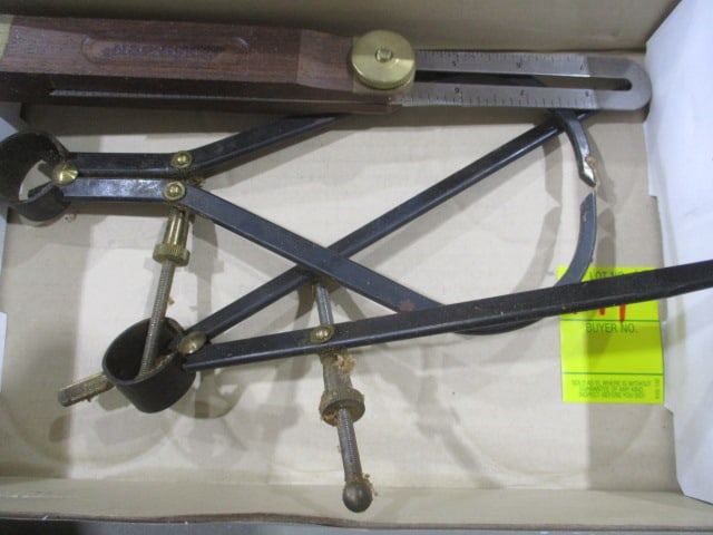 Lot of Tools: Including caliper, compass, & bevel