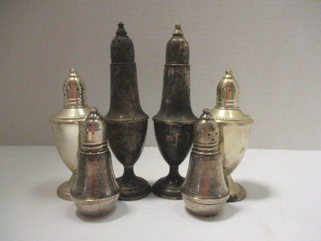 3 Pairs of Sterling Weighted Shakers: .