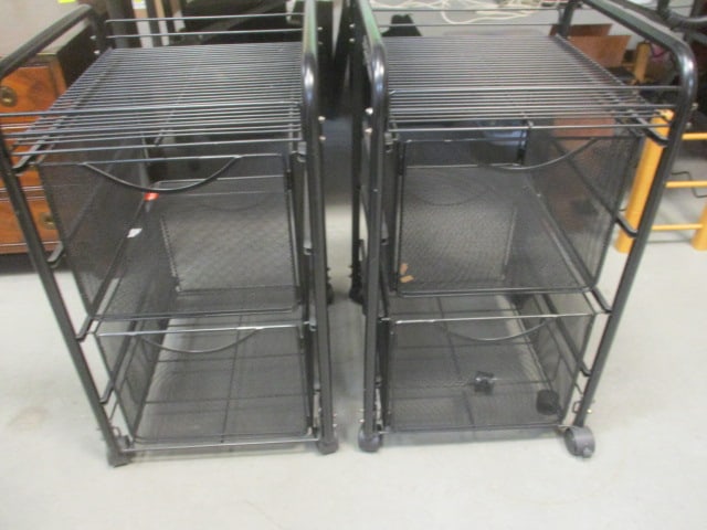 2 Wire Mesh Rolling Storage Carts w/pull out drawers: .