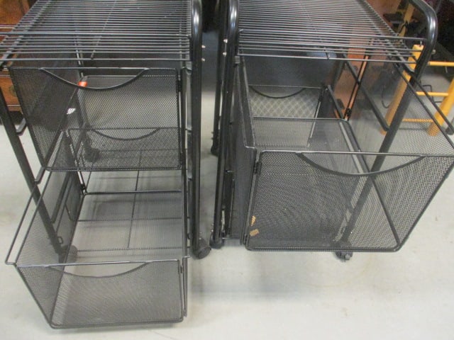 2 Wire Mesh Rolling Storage Carts w/pull out drawers - 3
