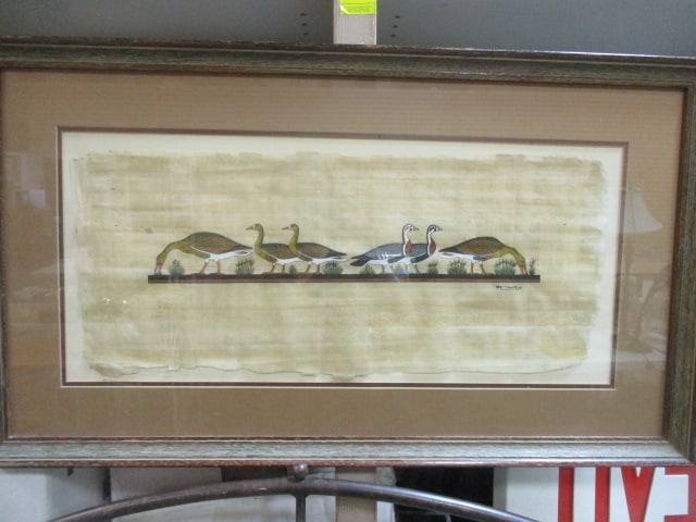 Egyptian Artwork F/M on Papyrus Paper: 28 1/2 x 16