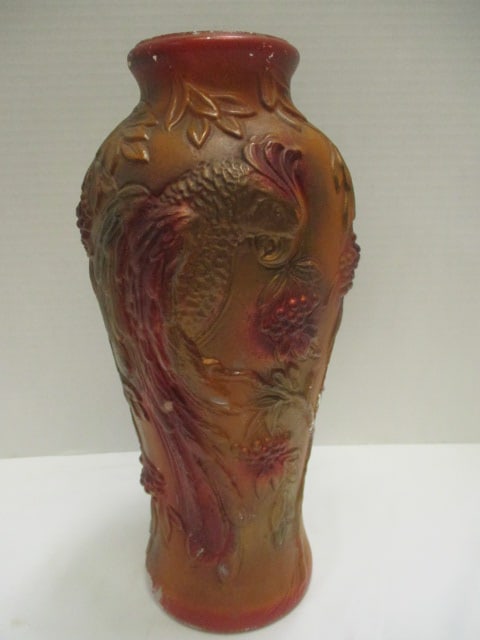 Goofus Glass Vase: 12" (some paint chipped)