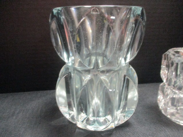 Elements Crystal Cube Vase (4 1/2") & MCM Brutalist Double Bowl - 5
