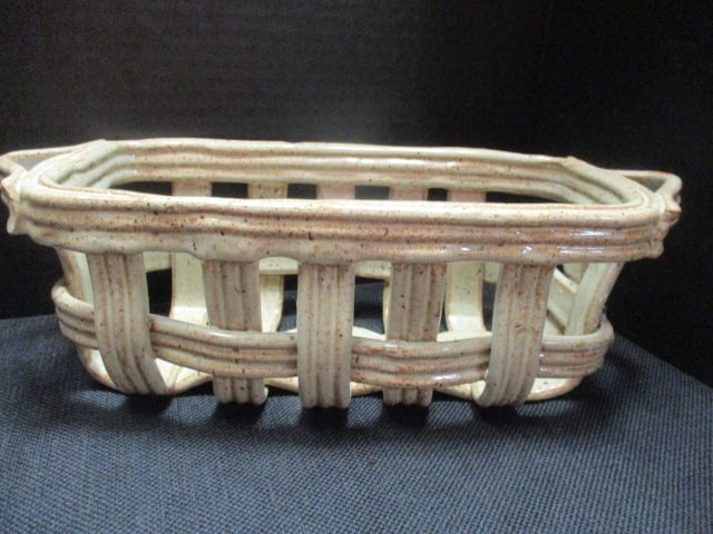 Rustic Pottery Signed Openweave Bread Baskets (Lot of 2) - 6