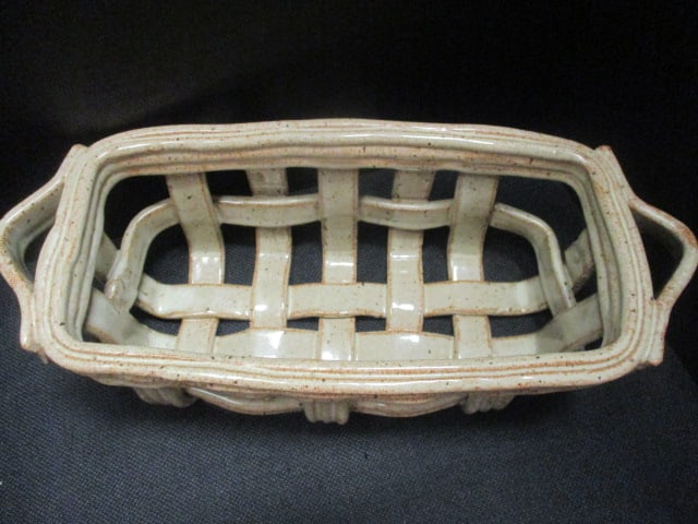 Rustic Pottery Signed Openweave Bread Baskets (Lot of 2) - 7