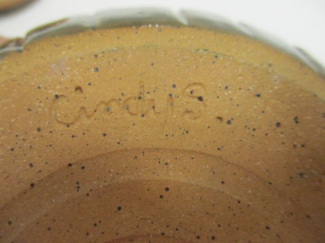 Signed Brown Glaze Pottery Bowl w/Lid - 5