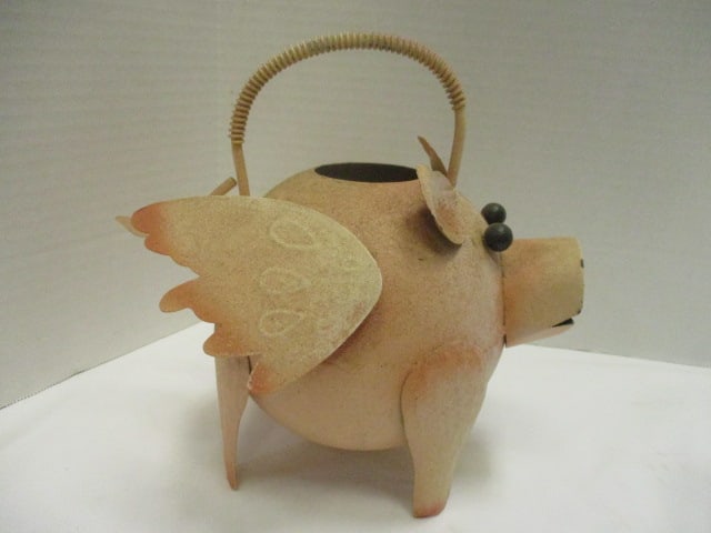 Rustic Pig 9" & Rustic Cow 11" Watering Cans (2) - 5
