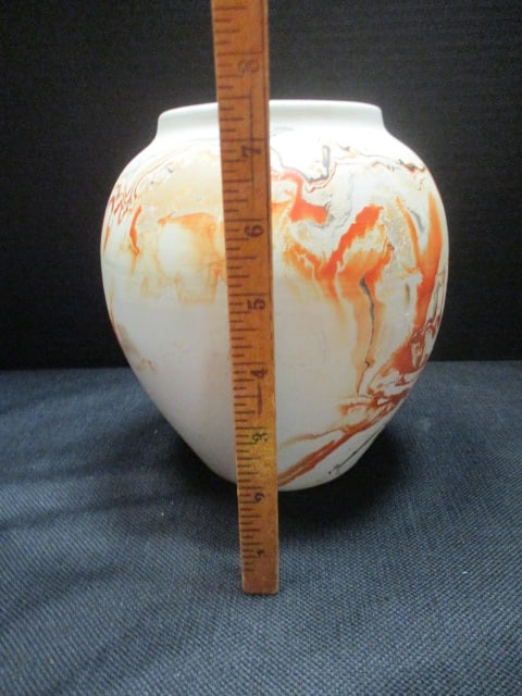 Nemadji Pottery Marbled Swirl Design Pottery Vase - 5