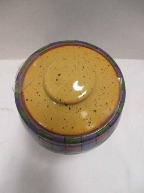 Initialed Pottery Clay Art Mosaic Fish Canister - 2