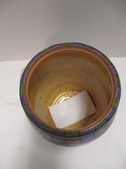 Initialed Pottery Clay Art Mosaic Fish Canister - 3