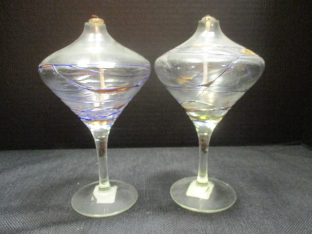 Romanian Style Hand Blown Oil Lamps (PR): 8"