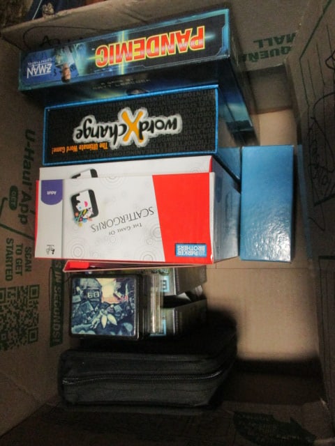 Board Games-Pandemic, WordXChange, Scattergories,Exit,: Boggle, Trivial Pursuit 1985 Cards