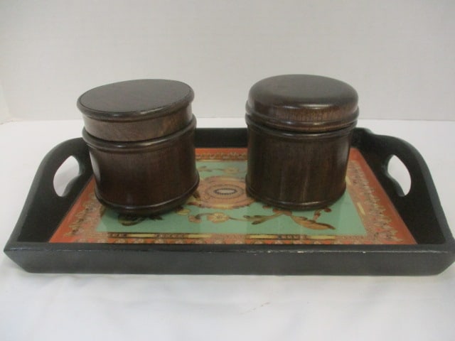 Florentine Style Serving Tray (10 x 7) & Wood Trinket Boxes: See all pictures