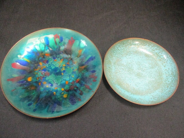 Enamel Over Copper (Lot of 2) MCM Design Bowls: 9" & 6 1/2"