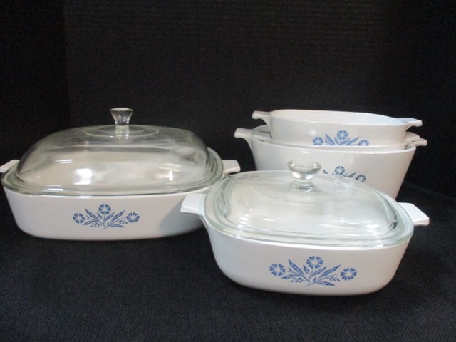 Corningware 4 PC Blue Cornflower Caserole Dishes: .