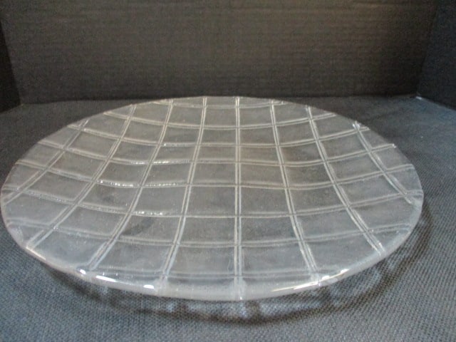 Checkered/Grid Pattern Glass Serving Platter: 13" Diameter