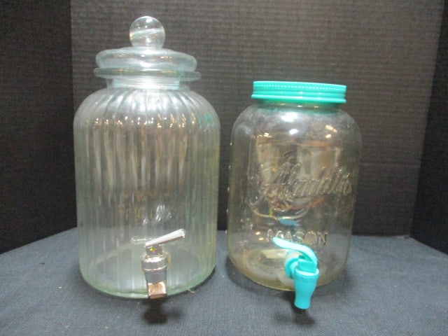 Aladdin Mason Jar Drink Dispenser & Ribbed Glass Drink Dispenser: .
