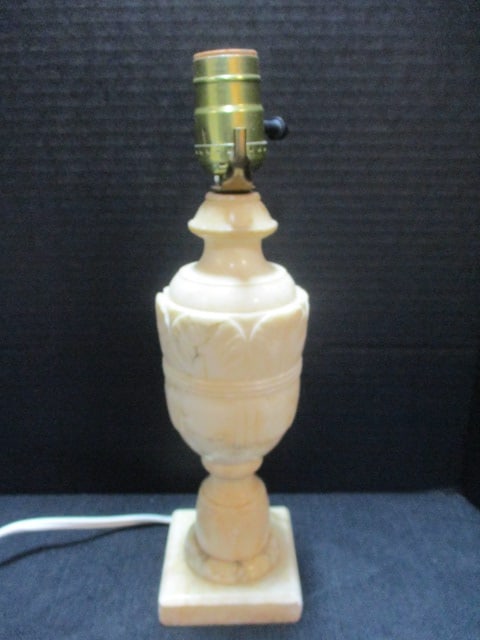 Cream Color Alabaster or Marble Urn Shape Occasional Lamp: 12"