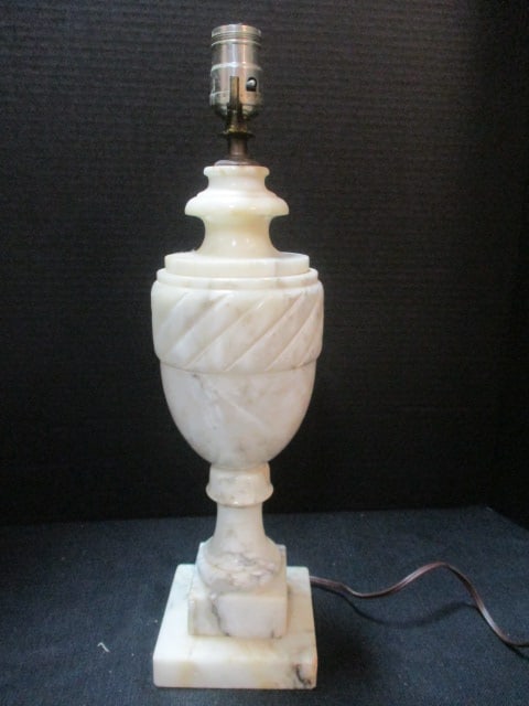 Alabaster or Marble Urn Shaped Table Lamp: 18"