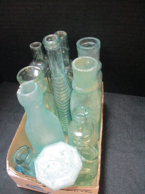 Green Tint Apothecary & Misc. Antique Bottles Grouping: see all pictures
