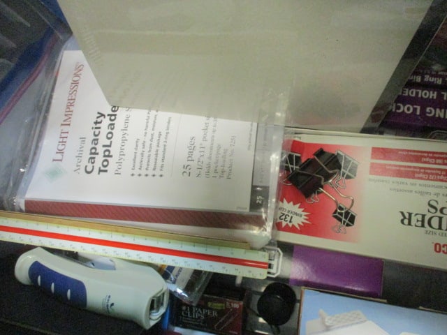 2 Totes of Office Supplies-Envelopes, Note pads, Binder Clips, etc. - 4