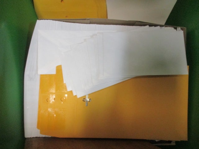2 Totes of Office Supplies-Envelopes, Note pads, Binder Clips, etc. - 6