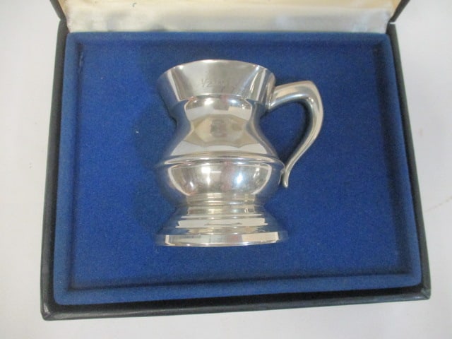 Pewter Boxed 1/2 Gill Jug 2 3/4" in engraved box - 2